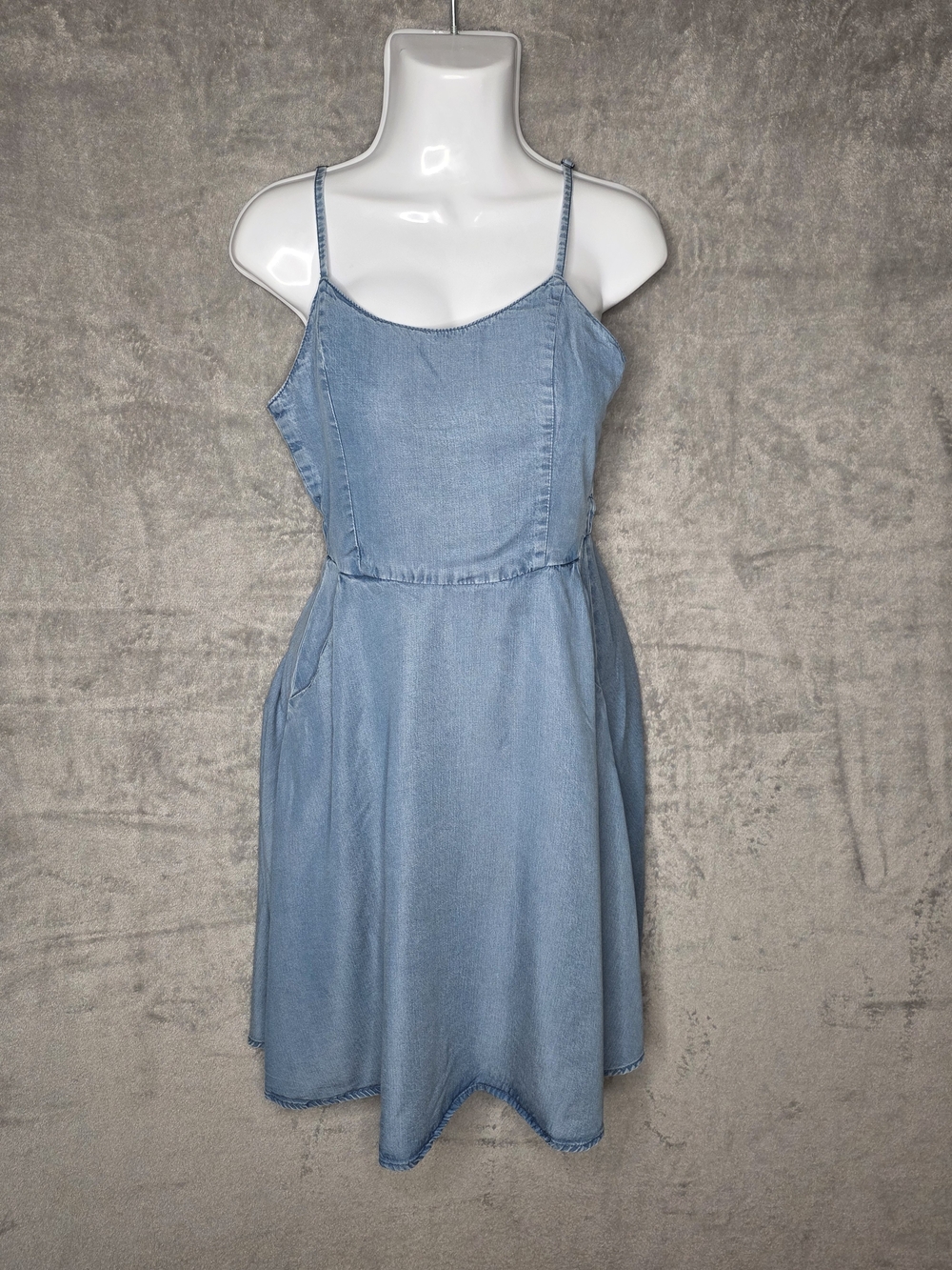 Light Blue Denim Spaghetti Strap Dress Size 36 Equal To US Xs
